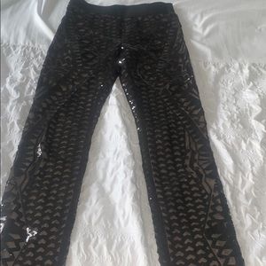 BCBG black sequin leggings size xs